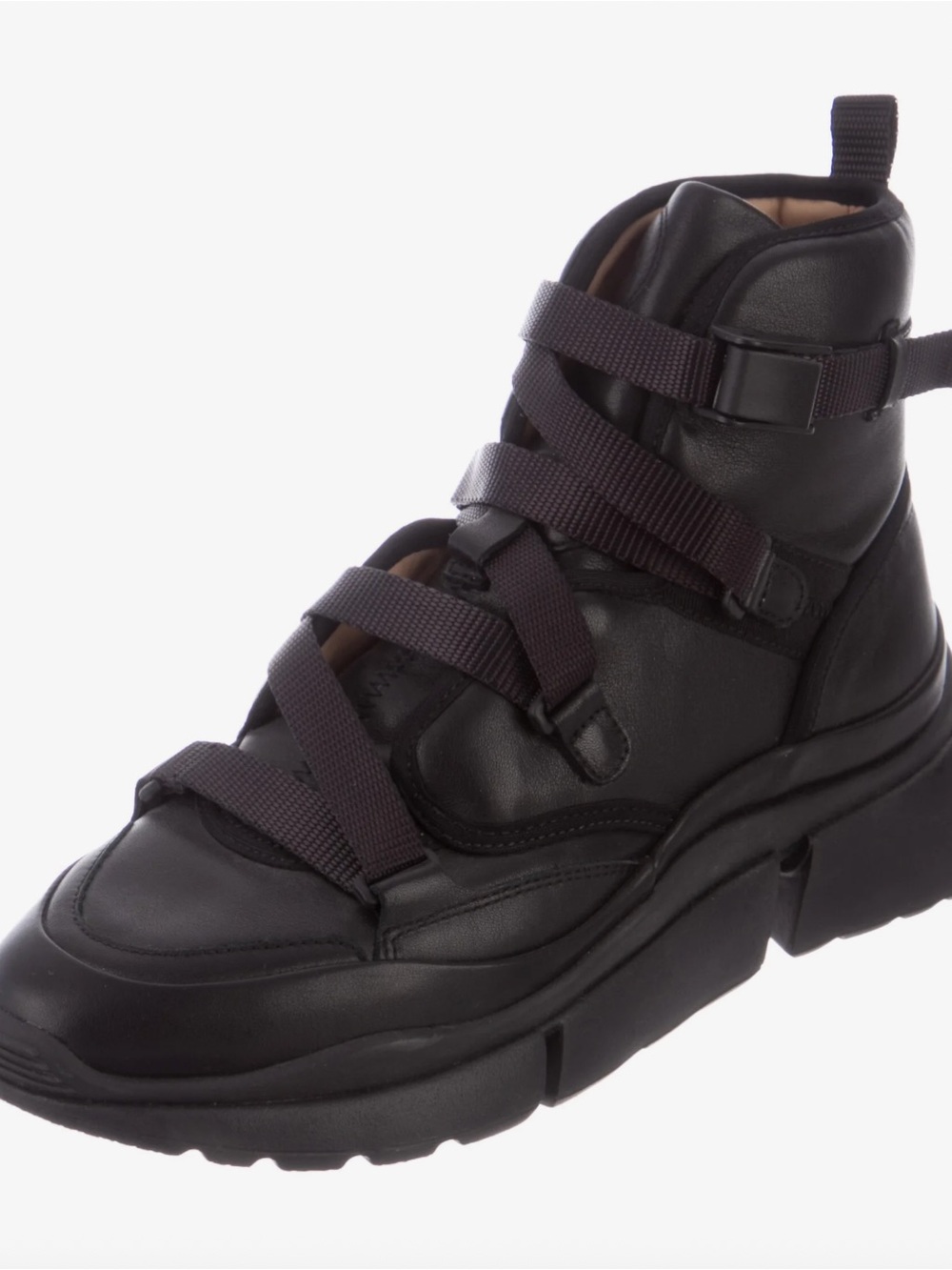 Chloé Black Leather High-Top Women's Sneaker